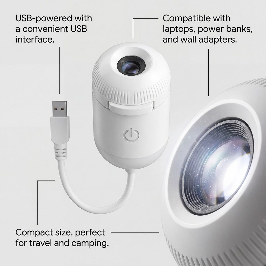 Luce notturna con proiezione - Lampada a cielo stellato alimentata tramite USB per camera da letto, cameretta e illuminazione d'ambiente.