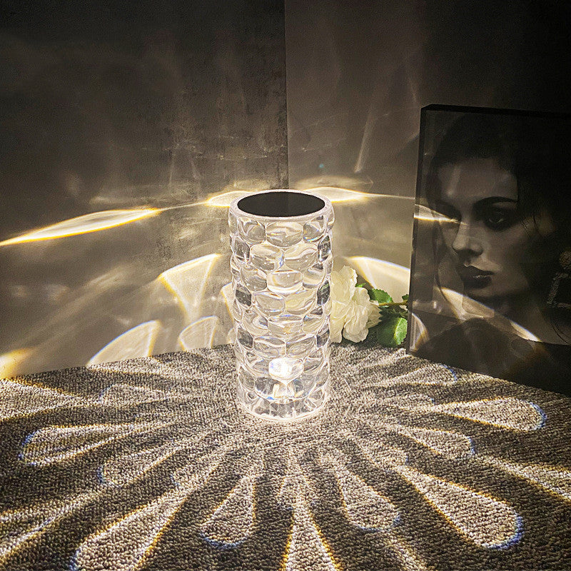 Lampada da tavolo in cristallo ricaricabile con luce notturna a forma di diamante e goccia, luci LED da comodino a 3 e 16 colori, lampada touch per la decorazione di casa e camera da letto.