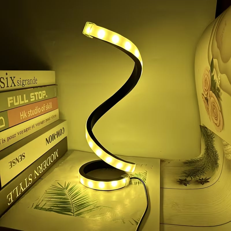 Lampada da Scrivania a LED a Spirale Creativa, Regolabile, Tre Colori, Dimmerabile, Illuminazione Soffusa, Delicata e Confortevole per gli Occhi, Adatta per Camera da Letto, Soggiorno, Bagno e Arredamento Domestico, Alimentazione USB - 2 Pezzi