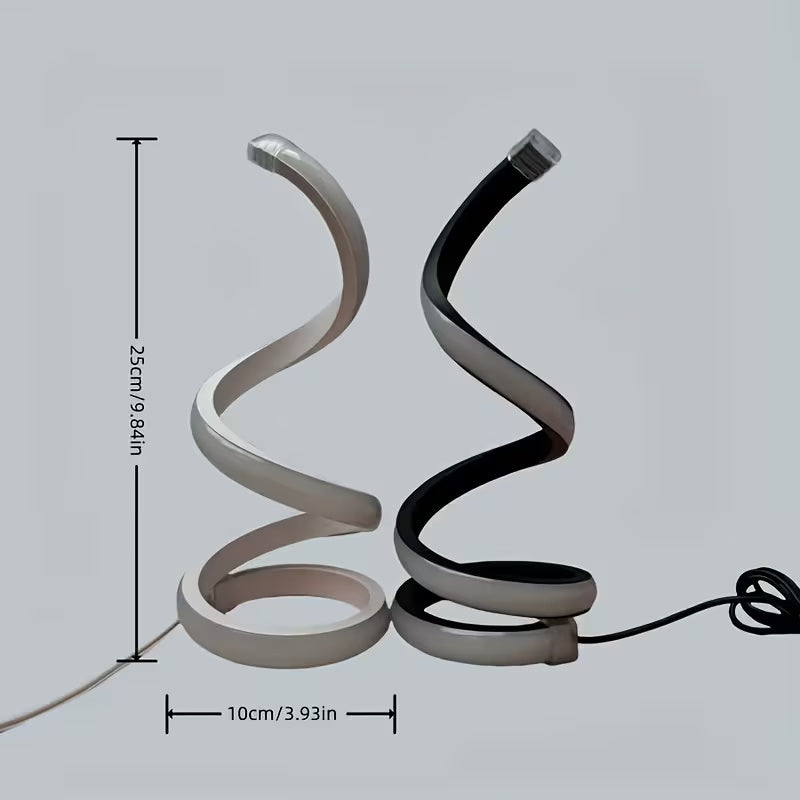 Lampada da Scrivania a LED a Spirale Creativa, Regolabile, Tre Colori, Dimmerabile, Illuminazione Soffusa, Delicata e Confortevole per gli Occhi, Adatta per Camera da Letto, Soggiorno, Bagno e Arredamento Domestico, Alimentazione USB - 2 Pezzi