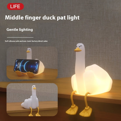 Creative Gift Middle Finger Duck Small Night Lamp Rechargeable Dimming Vinyl Little Duck Night Light