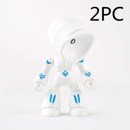 Niedliche LED-Helden-Tischlampe, Mini-tragbares cooles Mecha-Roboter-Nachtlicht, Schlafzimmer-Heimdeko, Geschenke für Kinder und Jungen