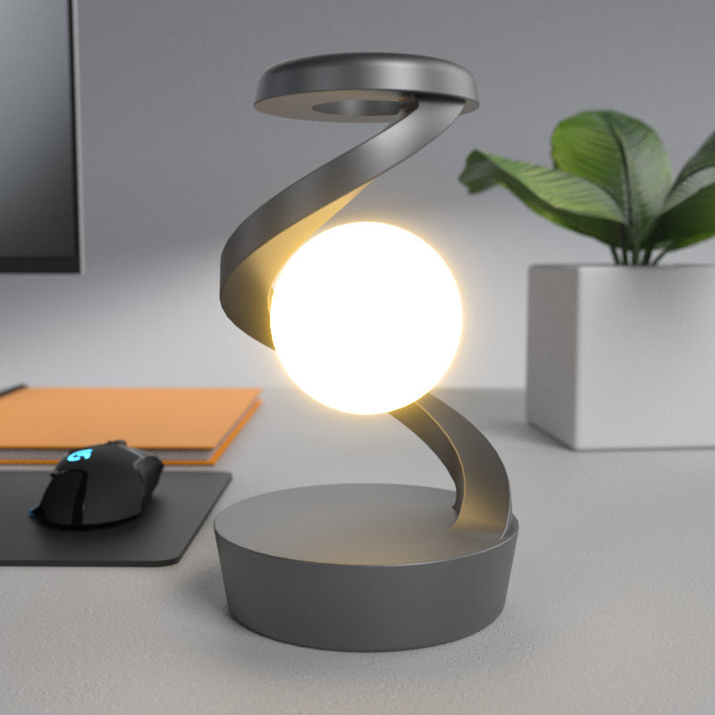 Lampada da scrivania rotante a forma di luna con sensore di ricarica wireless per telefono, lampada da tavolo decorativa, piccola lampada da notte per la casa.