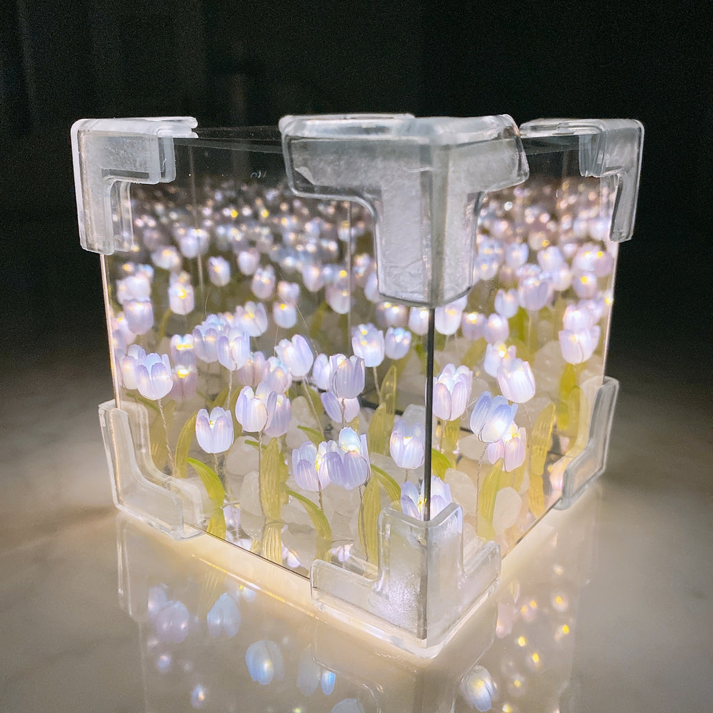 Piccola luce notturna a forma di tulipano, realizzata a mano, regalo romantico per la fidanzata, lampada a specchio fai da te, kit di materiali, decorazione e arredamento per la casa.