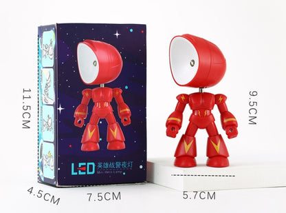 Niedliche LED-Helden-Tischlampe, Mini-tragbares cooles Mecha-Roboter-Nachtlicht, Schlafzimmer-Heimdeko, Geschenke für Kinder und Jungen