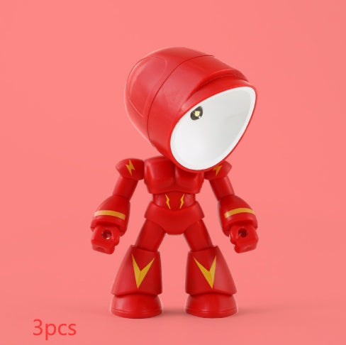 Niedliche LED-Helden-Tischlampe, Mini-tragbares cooles Mecha-Roboter-Nachtlicht, Schlafzimmer-Heimdeko, Geschenke für Kinder und Jungen