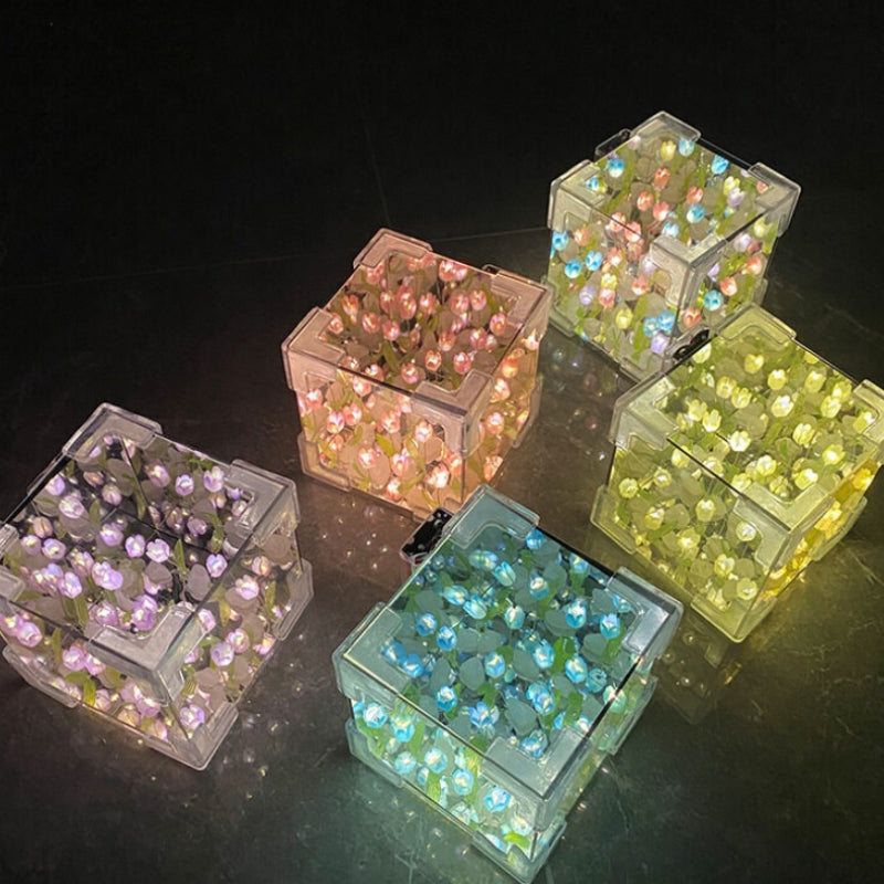 Piccola luce notturna a forma di tulipano, realizzata a mano, regalo romantico per la fidanzata, lampada a specchio fai da te, kit di materiali, decorazione e arredamento per la casa.
