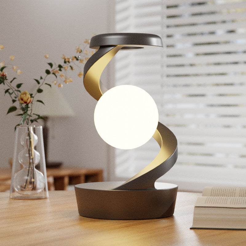 Lampada da scrivania rotante a forma di luna con sensore di ricarica wireless per telefono, lampada da tavolo decorativa, piccola lampada da notte per la casa.