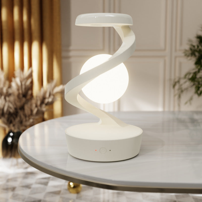 Lampada da scrivania rotante a forma di luna con sensore di ricarica wireless per telefono, lampada da tavolo decorativa, piccola lampada da notte per la casa.