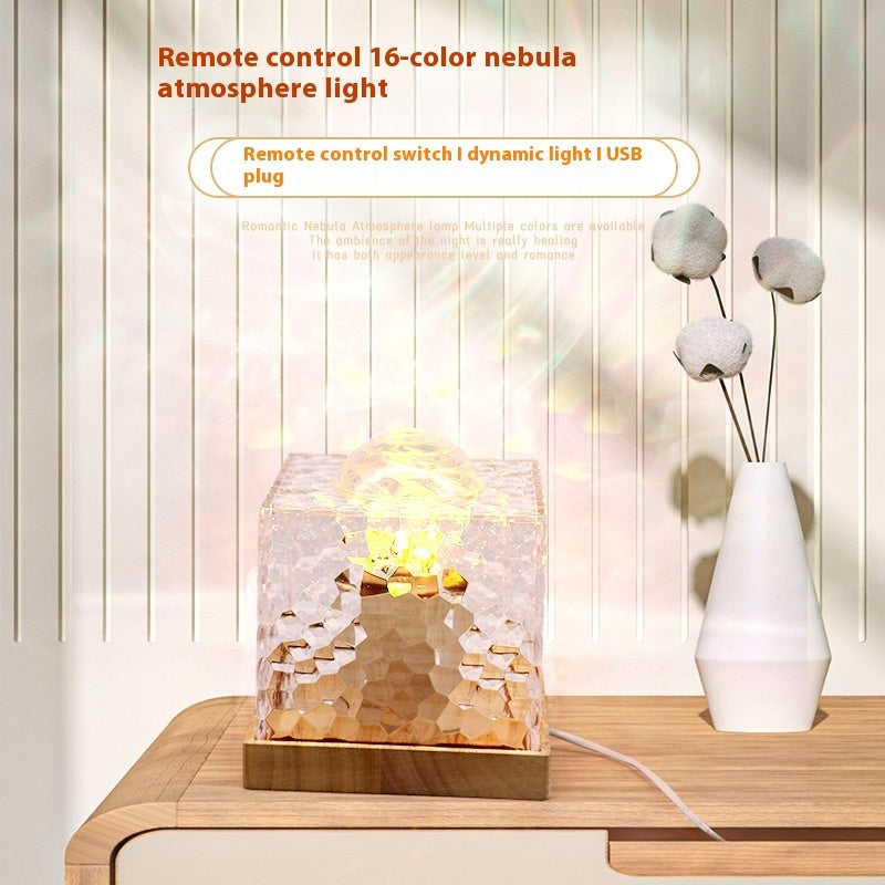 Piccola lampada da notte con effetto fiamma rotante, creativa e rilassante, ideale per il comodino.