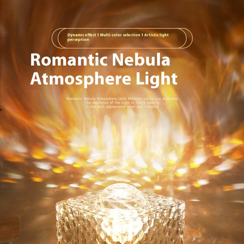 Piccola lampada da notte con effetto fiamma rotante, creativa e rilassante, ideale per il comodino.