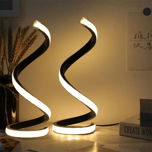 Lampada da Scrivania a LED a Spirale Creativa, Regolabile, Tre Colori, Dimmerabile, Illuminazione Soffusa, Delicata e Confortevole per gli Occhi, Adatta per Camera da Letto, Soggiorno, Bagno e Arredamento Domestico, Alimentazione USB - 2 Pezzi
