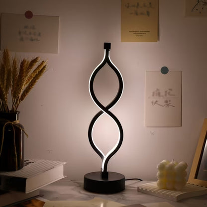 Modern Wave-Shaped USB Desk Lamp With 3-Color Dimmable Lighting For Bedroom
