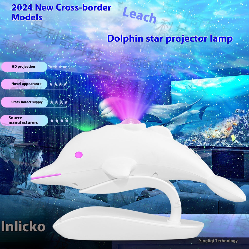 Lampada a proiezione laser a LED colorata con delfino e stella