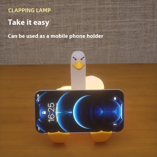 Creative Gift Middle Finger Duck Small Night Lamp Rechargeable Dimming Vinyl Little Duck Night Light
