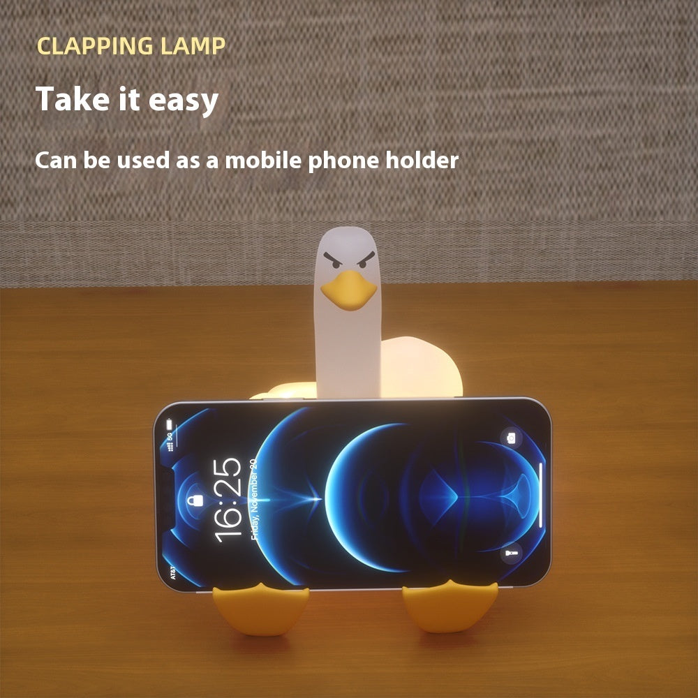 Creative Gift Middle Finger Duck Small Night Lamp Rechargeable Dimming Vinyl Little Duck Night Light