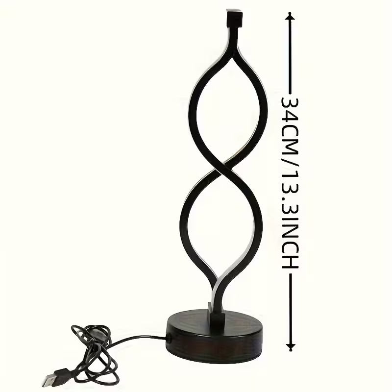Modern Wave-Shaped USB Desk Lamp With 3-Color Dimmable Lighting For Bedroom