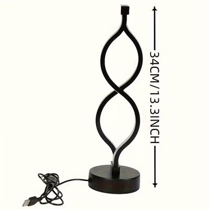 Modern Wave-Shaped USB Desk Lamp With 3-Color Dimmable Lighting For Bedroom