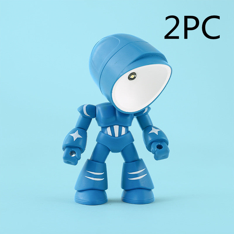 Niedliche LED-Helden-Tischlampe, Mini-tragbares cooles Mecha-Roboter-Nachtlicht, Schlafzimmer-Heimdeko, Geschenke für Kinder und Jungen