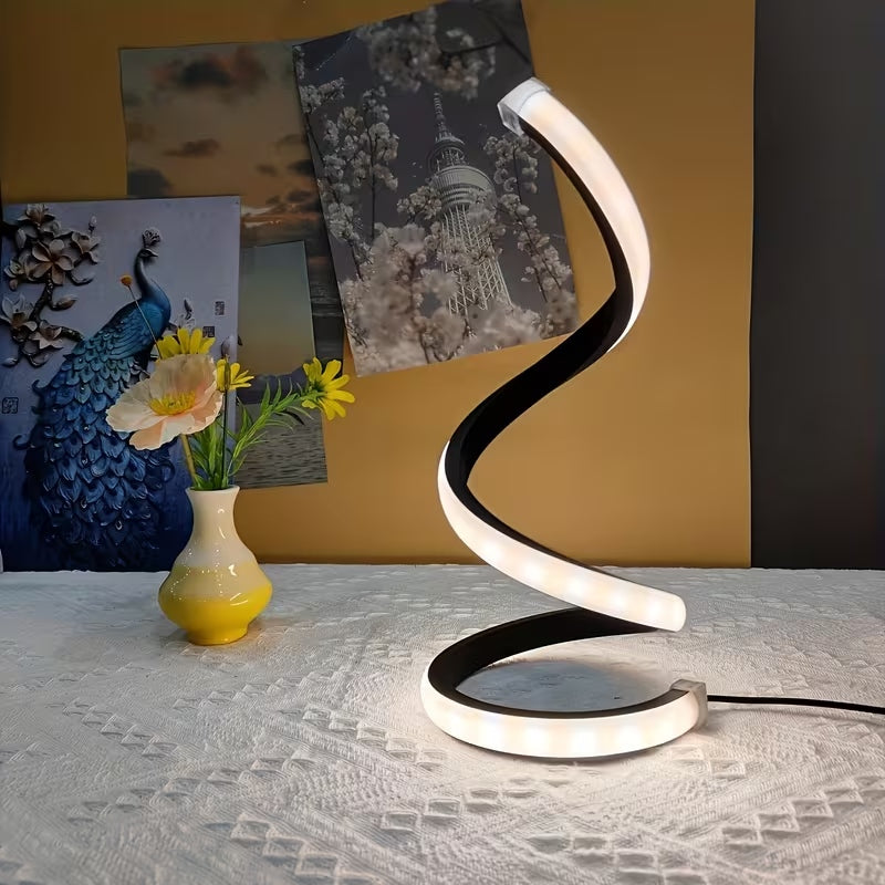 Lampada da Scrivania a LED a Spirale Creativa, Regolabile, Tre Colori, Dimmerabile, Illuminazione Soffusa, Delicata e Confortevole per gli Occhi, Adatta per Camera da Letto, Soggiorno, Bagno e Arredamento Domestico, Alimentazione USB - 2 Pezzi