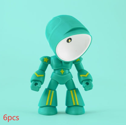 Niedliche LED-Helden-Tischlampe, Mini-tragbares cooles Mecha-Roboter-Nachtlicht, Schlafzimmer-Heimdeko, Geschenke für Kinder und Jungen