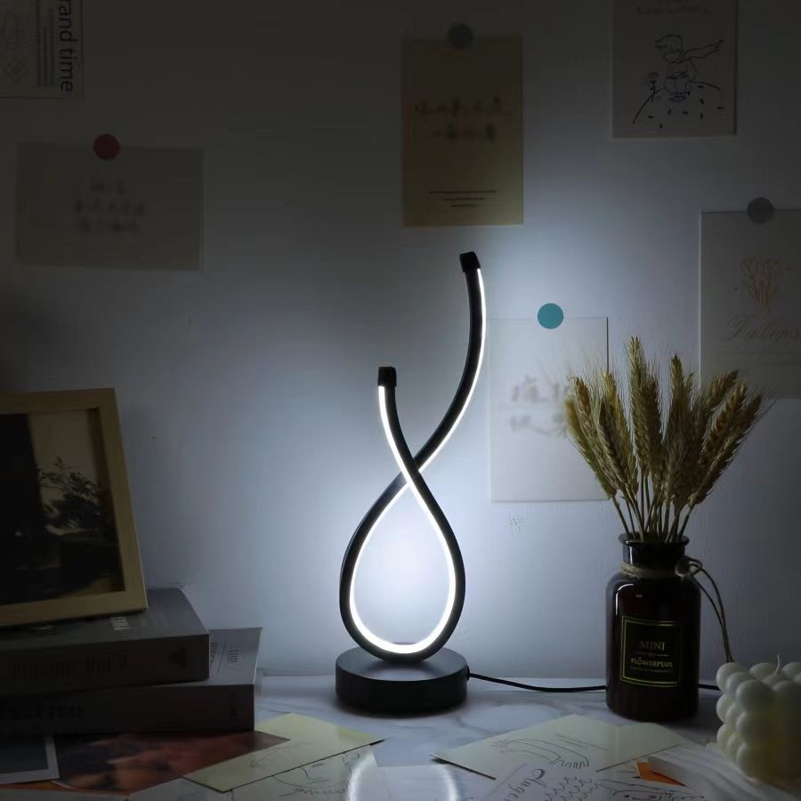 Lampada da tavolo a LED regolabile a 3 colori, moderna e a forma di nodo