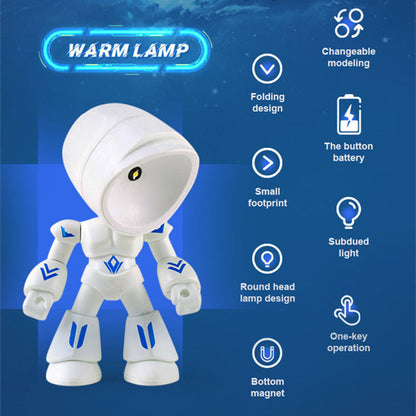 Niedliche LED-Helden-Tischlampe, Mini-tragbares cooles Mecha-Roboter-Nachtlicht, Schlafzimmer-Heimdeko, Geschenke für Kinder und Jungen