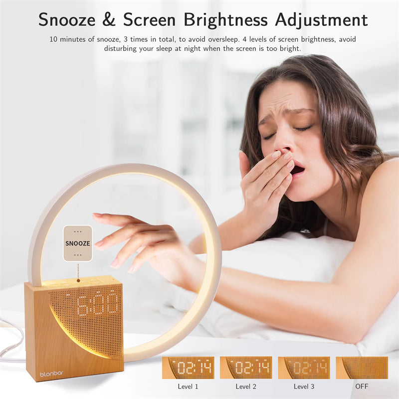 Lampada da Comodino con Suoni Naturali, Lampada da Scrivania con Sveglia, Controllo Touch 3 Livelli di Luminosità Decorazione Domestica