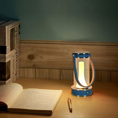 Lampada da tavolo portatile ricaricabile in pelle da campeggio per atmosfera creativa