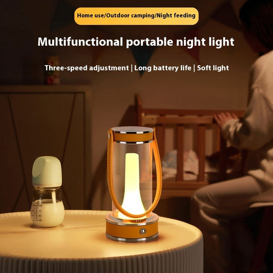 Lampada da tavolo portatile ricaricabile in pelle da campeggio per atmosfera creativa