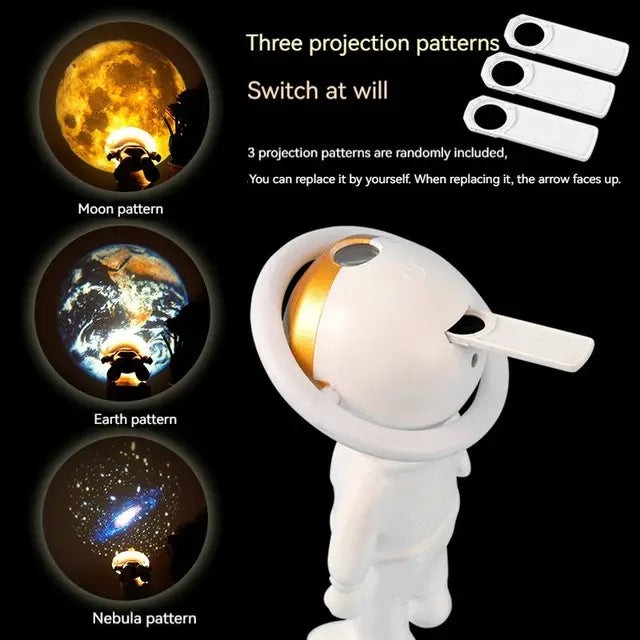 New Astronaut Star Projector Lamp Ins Touch Usb Charging Night Light Rotatable Bedside Atmosphere Lights Lamp Bedroom Decor