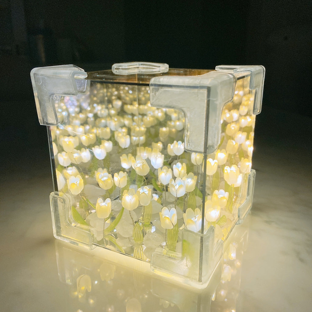 Piccola luce notturna a forma di tulipano, realizzata a mano, regalo romantico per la fidanzata, lampada a specchio fai da te, kit di materiali, decorazione e arredamento per la casa.