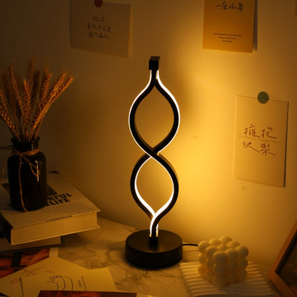 Modern Wave-Shaped USB Desk Lamp With 3-Color Dimmable Lighting For Bedroom