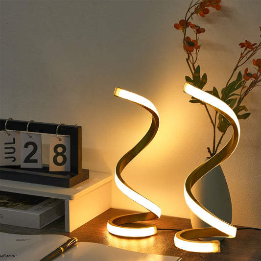 Lampada da Scrivania a LED a Spirale Creativa, Regolabile, Tre Colori, Dimmerabile, Illuminazione Soffusa, Delicata e Confortevole per gli Occhi, Adatta per Camera da Letto, Soggiorno, Bagno e Arredamento Domestico, Alimentazione USB - 2 Pezzi