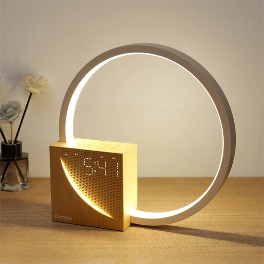 Lampada da Comodino con Suoni Naturali, Lampada da Scrivania con Sveglia, Controllo Touch 3 Livelli di Luminosità Decorazione Domestica
