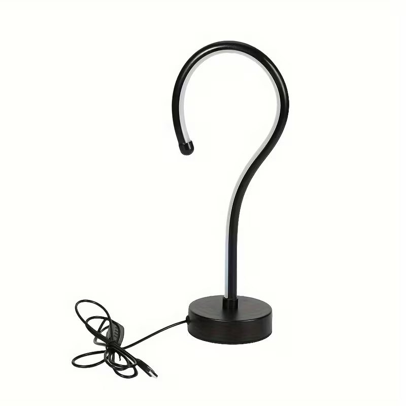 Lampada da tavolo creativa a forma di punto interrogativo, con alimentazione USB e dimmerabile a tre colori.