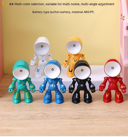 Niedliche LED-Helden-Tischlampe, Mini-tragbares cooles Mecha-Roboter-Nachtlicht, Schlafzimmer-Heimdeko, Geschenke für Kinder und Jungen