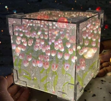Piccola luce notturna a forma di tulipano, realizzata a mano, regalo romantico per la fidanzata, lampada a specchio fai da te, kit di materiali, decorazione e arredamento per la casa.