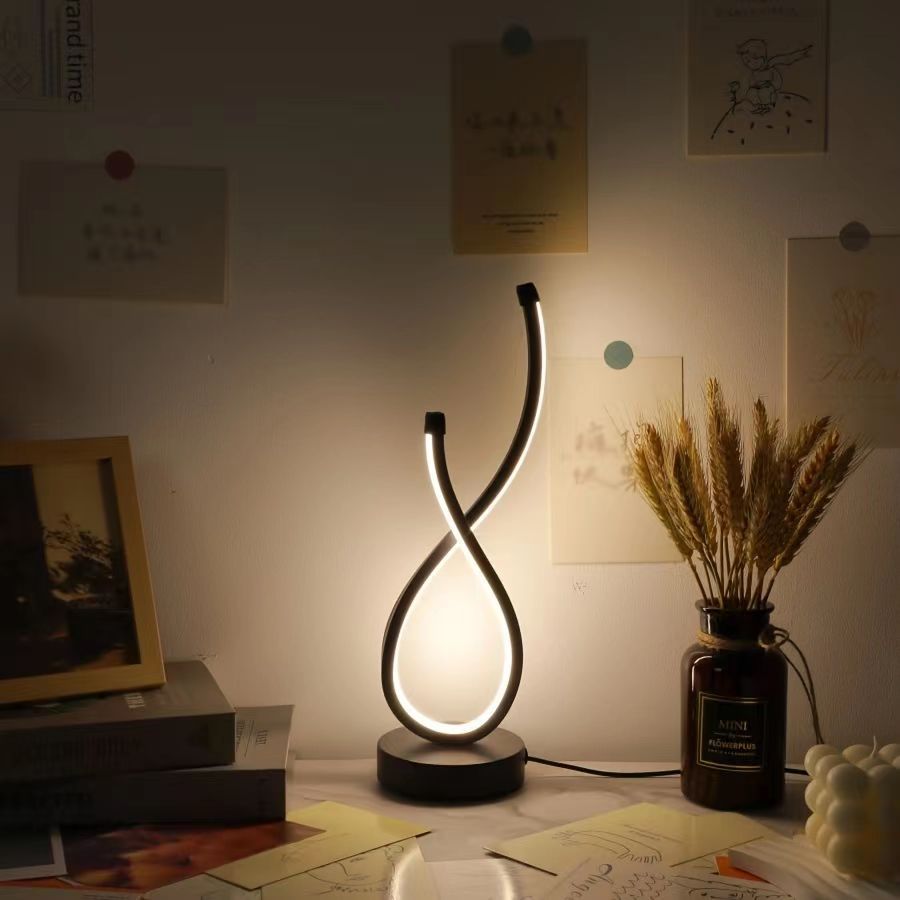 Lampada da tavolo a LED regolabile a 3 colori, moderna e a forma di nodo