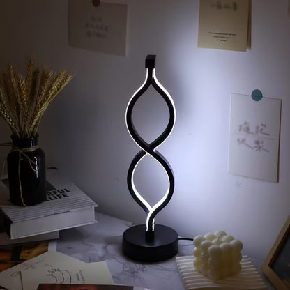 Modern Wave-Shaped USB Desk Lamp With 3-Color Dimmable Lighting For Bedroom