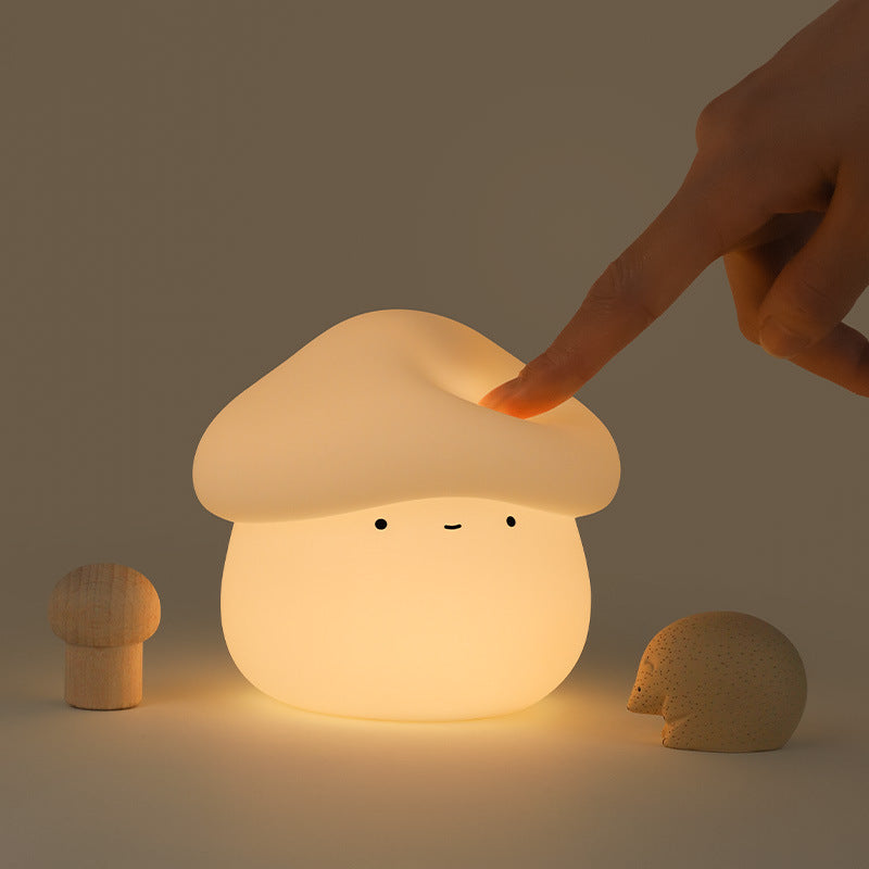 New Mushroom Small Night Lamp Cute Silicone Sleeping Timing Night Light Bedside Interesting Charging Ambience Light Room Decor Home Decor