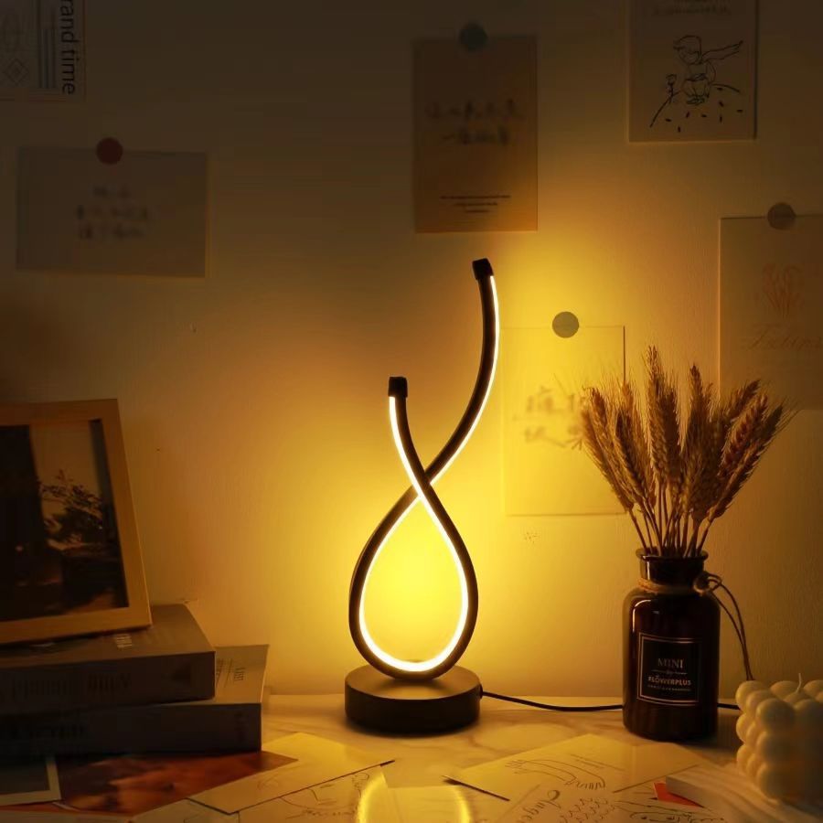 Lampada da tavolo a LED regolabile a 3 colori, moderna e a forma di nodo