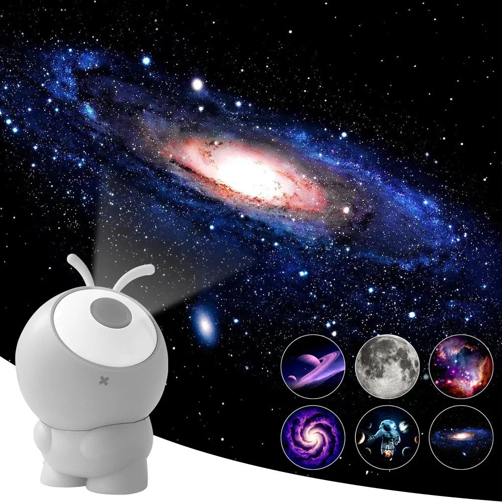 Proiettore galattico ricaricabile 6 in 1 con luci LED planetario, cielo stellato, luci notturne rotanti con proiettore di costellazioni, lampada decorativa