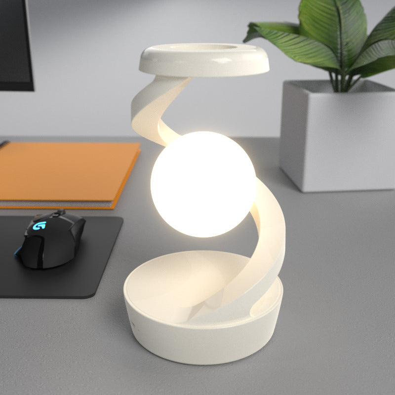 Lampada da scrivania rotante a forma di luna con sensore di ricarica wireless per telefono, lampada da tavolo decorativa, piccola lampada da notte per la casa.