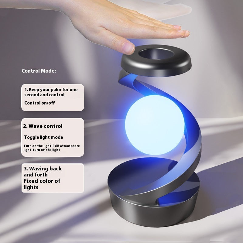 Lampada da scrivania rotante a forma di luna con sensore di ricarica wireless per telefono, lampada da tavolo decorativa, piccola lampada da notte per la casa.