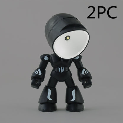 Niedliche LED-Helden-Tischlampe, Mini-tragbares cooles Mecha-Roboter-Nachtlicht, Schlafzimmer-Heimdeko, Geschenke für Kinder und Jungen