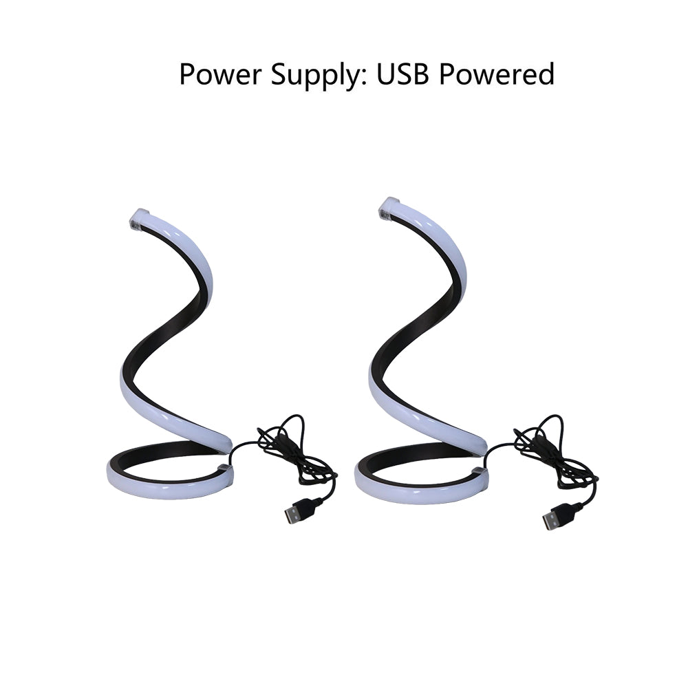Lampada da Scrivania a LED a Spirale Creativa, Regolabile, Tre Colori, Dimmerabile, Illuminazione Soffusa, Delicata e Confortevole per gli Occhi, Adatta per Camera da Letto, Soggiorno, Bagno e Arredamento Domestico, Alimentazione USB - 2 Pezzi