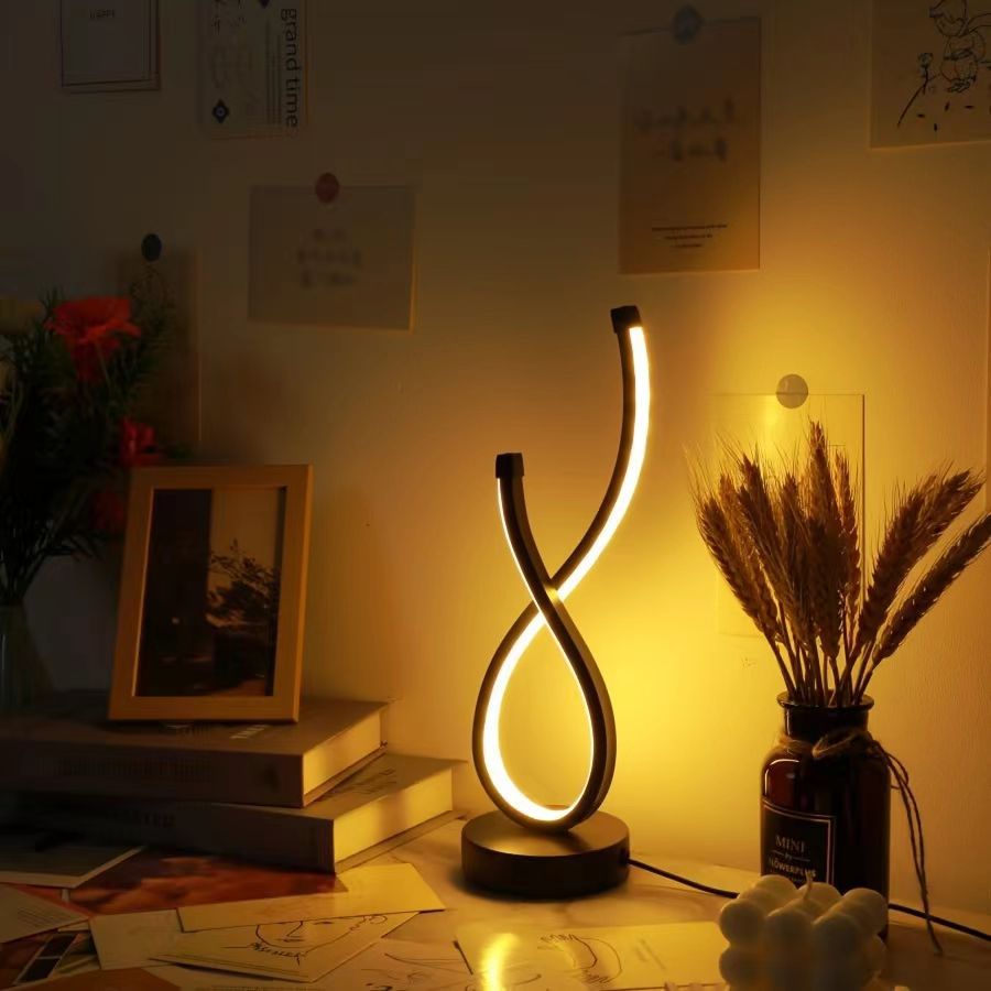 Lampada da tavolo a LED regolabile a 3 colori, moderna e a forma di nodo