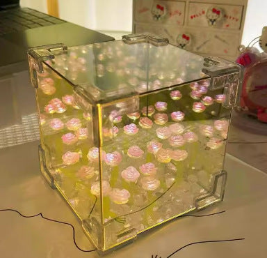 Piccola luce notturna a forma di tulipano, realizzata a mano, regalo romantico per la fidanzata, lampada a specchio fai da te, kit di materiali, decorazione e arredamento per la casa.